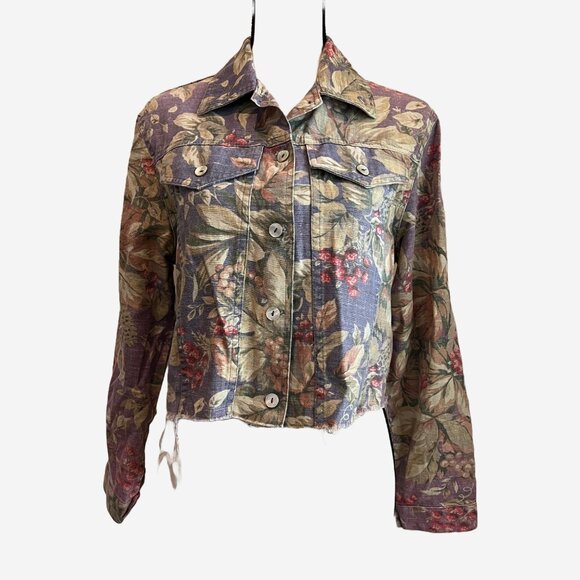 Norm Thompson Jackets & Blazers - Vintage 90s Distressed Floral Pale Lavender Purple Lightweight Jean Jacket Sz S